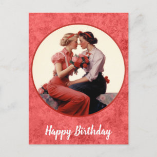 Vintag Happy Birthday Lesbian Couple Postkarte