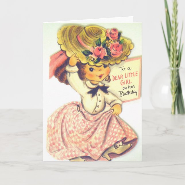 Vintag Happy Birthday Little Girl Karte (Vorderseite)