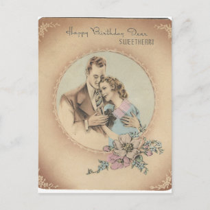 Vintag Happy Birthday Sweetheart "Mario" Postkarte
