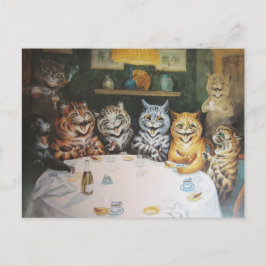 Vintag Happy Cat Family Postkarte