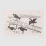 Vintag Happy Christmas Crows Tissue Paper Seidenpapier<br><div class="desc">Mit Krähen ein frohes Weihnachtsfest Vintag. Ideal zum Entweiden,  zum Gebrauch in Handwerksbetrieben oder als Tissue Paper zum Verpacken von Geschenken. Das Design stammt aus dem späten 19. Jahrhundert.</div>