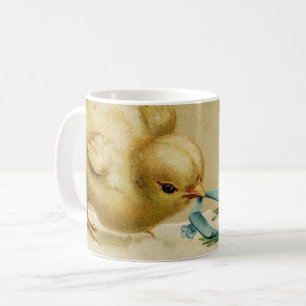 Vintag Happy Easter Chick mit Blauen Blumen Kaffeetasse