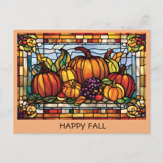 Vintag Happy Fall Pumpkin Herbsternte Postkarte (Vorderseite)