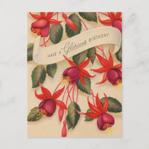 Vintag Happy Geburtstag   Blumen Postkarte