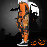 Vintag Happy Halloween Hexe w Pumpkin Fun Party Leggings<br><div class="desc">Vintag Happy Halloween Hexe w Pumpkin Fun Party Leggings</div>