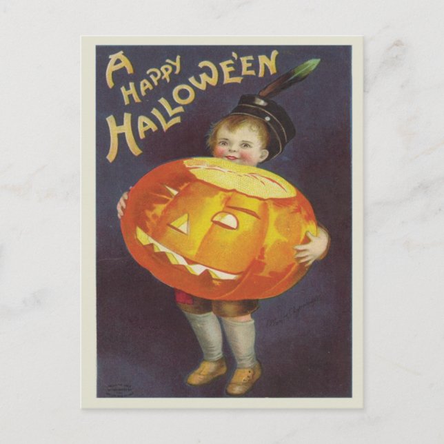 Vintag Happy Halloween Postkarte (Vorderseite)