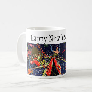 Vintag Happy New Years Eve Party mit Confetti Kaffeetasse