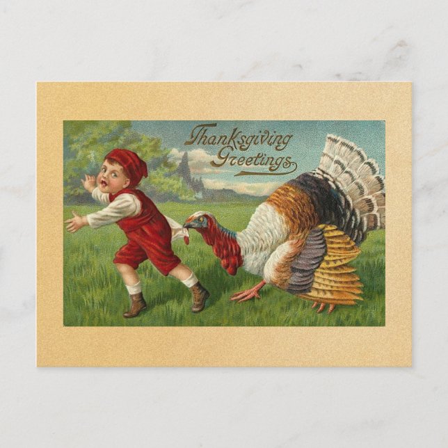 Vintag Happy Thanksgiving Postkarte (Vorderseite)