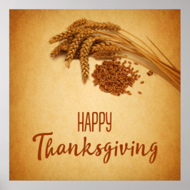 Vintag Happy Thanksgiving Wheat Corn Poster