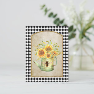 Vintag Harlequin Garden Sonnenblumen Postkarte