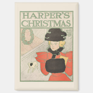 Vintag Harpers Weihnachten 1896 Magnet