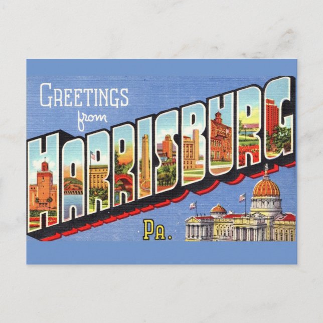 Vintag Harrisburg PA Postkarte (Vorderseite)