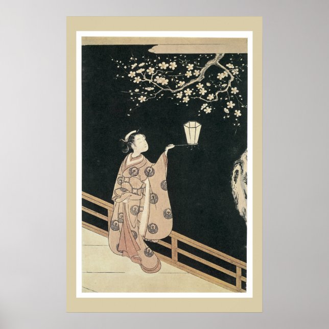 Vintag Harunobu Plum Blossom Japanisch Poster (Vorne)