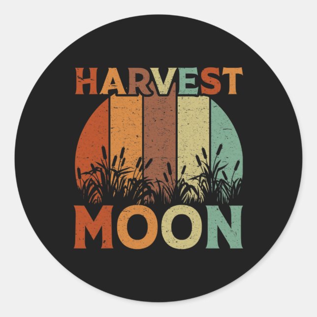 Vintag Harvest Moon Runder Aufkleber (Vorderseite)