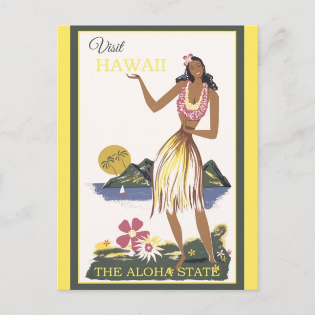 Vintag Hawaii Aloha Hula Dancer Travel Postkarte (Vorderseite)