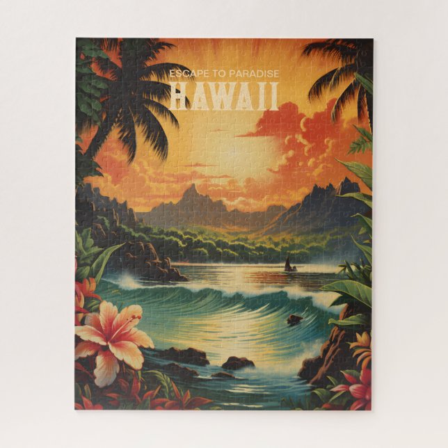 Vintag Hawaii Beach Travel Art (Vertikal)