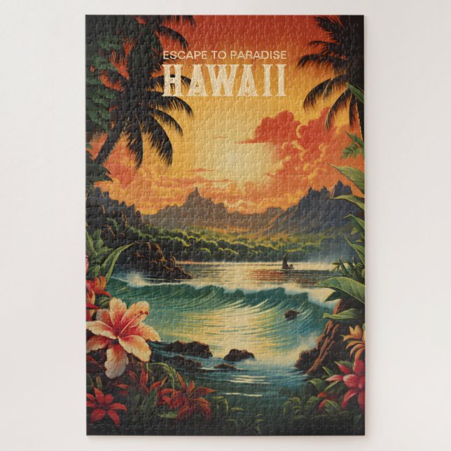 Vintag Hawaii Beach Travel Art (Vertikal)