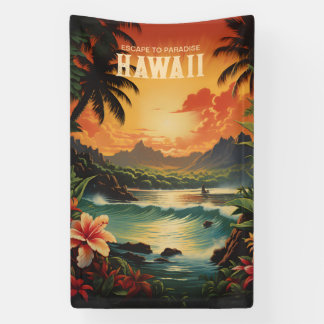 Vintag Hawaii Beach Travel Art Banner