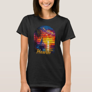 Vintag Hawaii Palm Tree Segeln Hawaiian Sunset T-Shirt