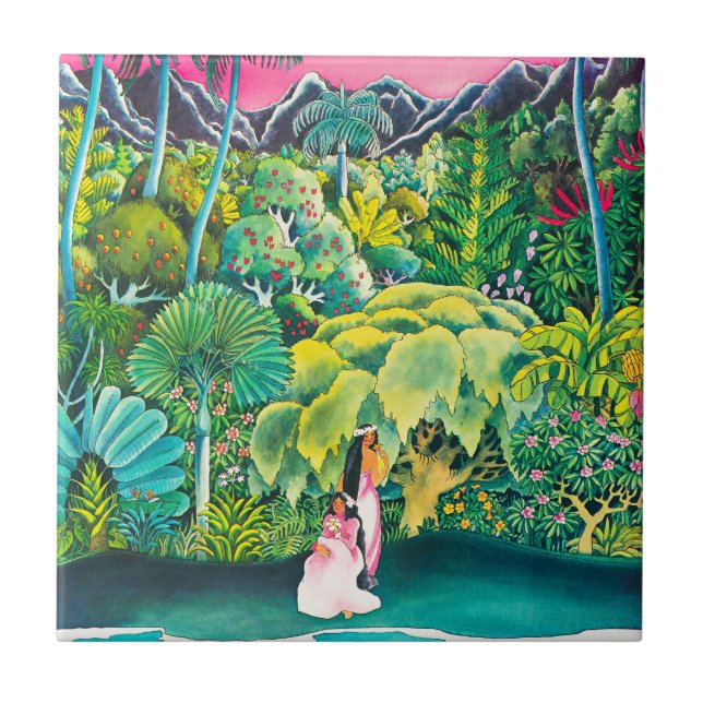 Vintag Hawaii Reiseplakat Fliese (Vorderseite)