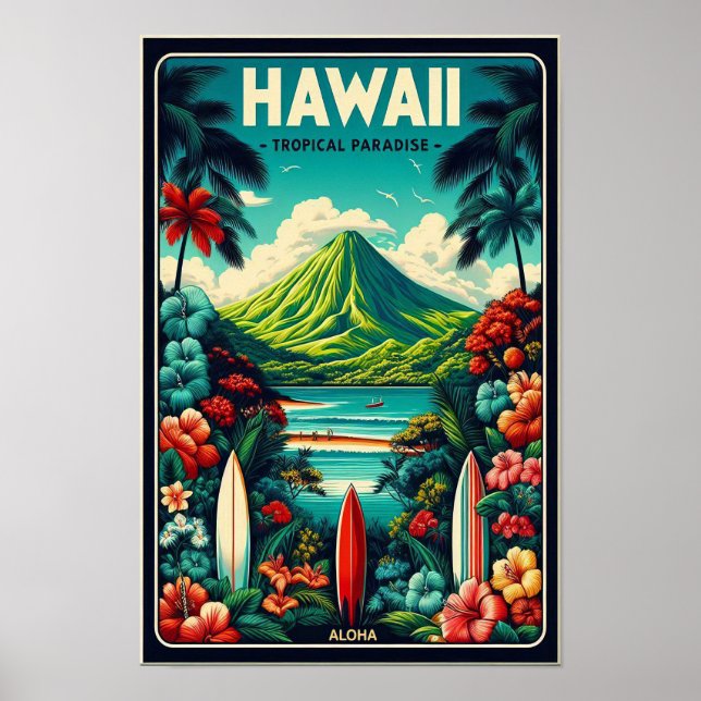 Vintag Hawaii Reiseplakat Poster (Vorne)