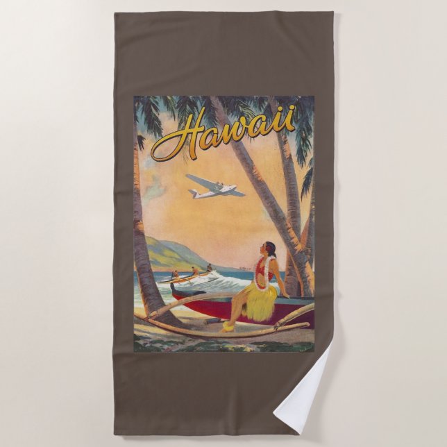 Vintag Hawaii Travel Strandtuch (Vorderseite)