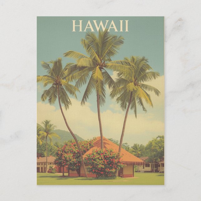 Vintag Hawaii Tropical Beach Travel Postkarte (Vorderseite)
