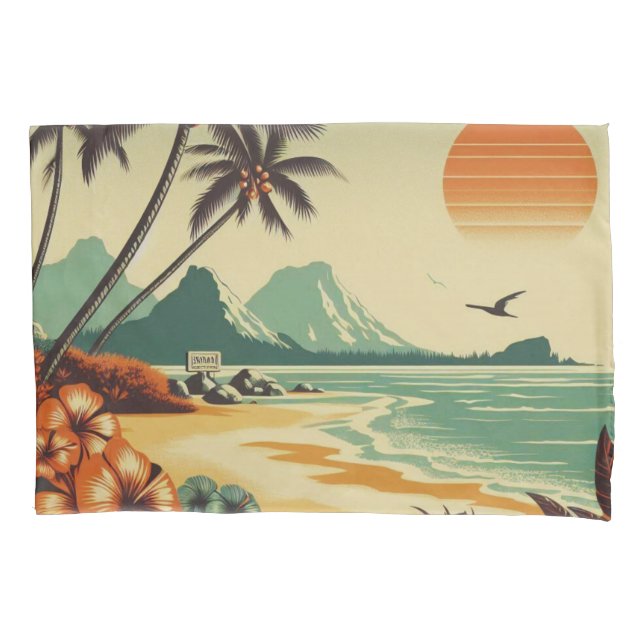 Vintag Hawaii/Tropisch Kissenbezug (Vorderseite)