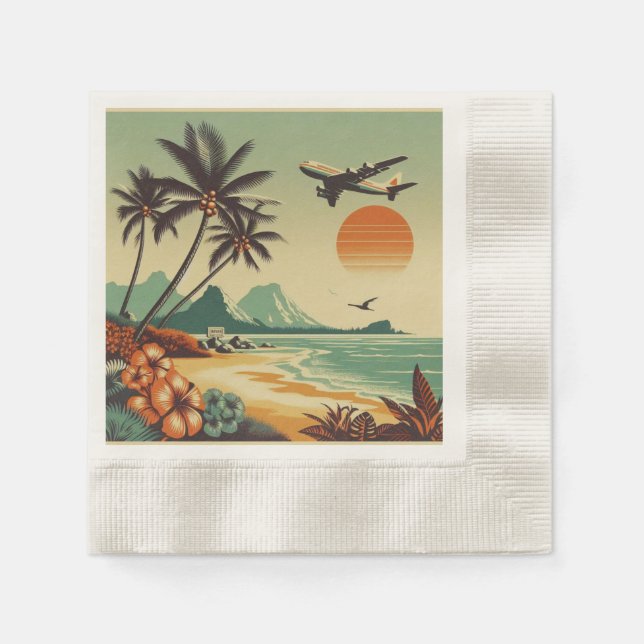 Vintag Hawaii/Tropisch Serviette (Vorderseite)
