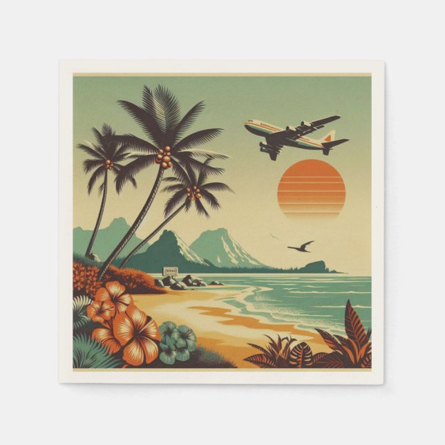 Vintag Hawaii/Tropisch Serviette (Vorderseite)