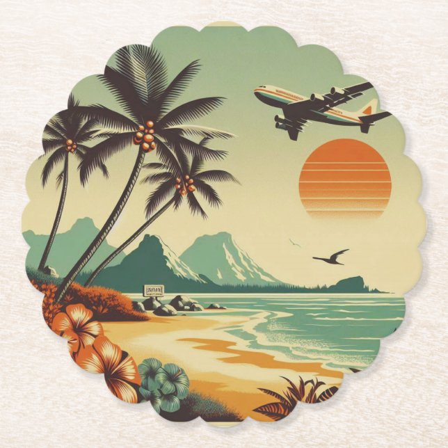 Vintag Hawaii/Tropisch Untersetzer (Vorderseite)