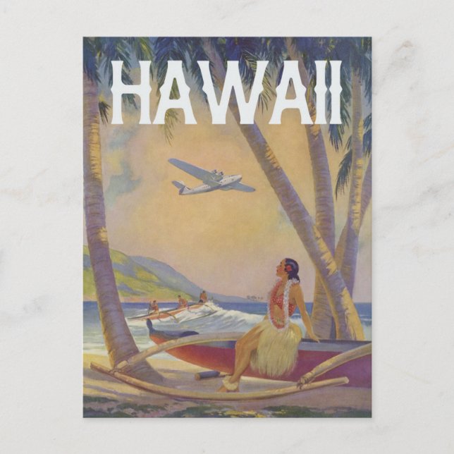 Vintag Hawaiian Travel - Hawaii Hula Dancer Postkarte (Vorderseite)