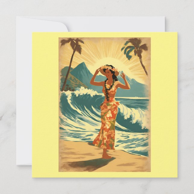 Vintag Hawaiian Travel Honolulu Mittelpazifik Karte (Vorderseite)