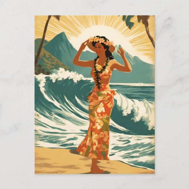 Vintag Hawaiian Travel Honolulu Mittelpazifik Postkarte (Vorderseite)