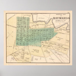 Vintag Hayward CA Map (1878) Poster