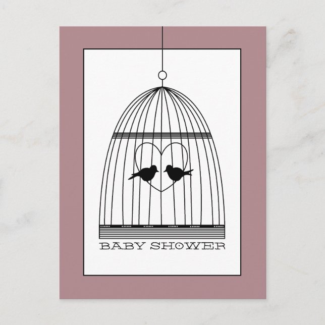 Vintag Heart Birdcage Baby Dusche Einladung (Vorderseite)