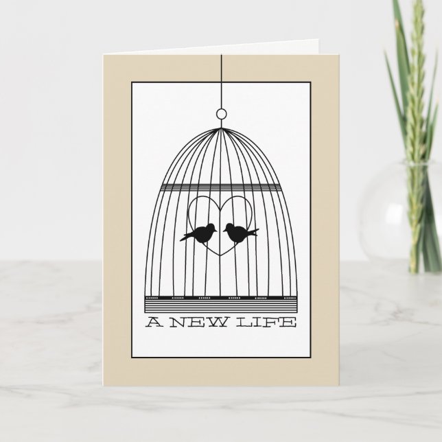 Vintag Heart Birdcage Baby Fälligkeitserklärung Ankündigung (Vorderseite)