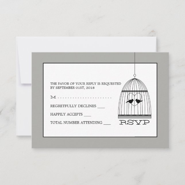 Vintag Heart Birdcage Wedding RSVP (Vorderseite)