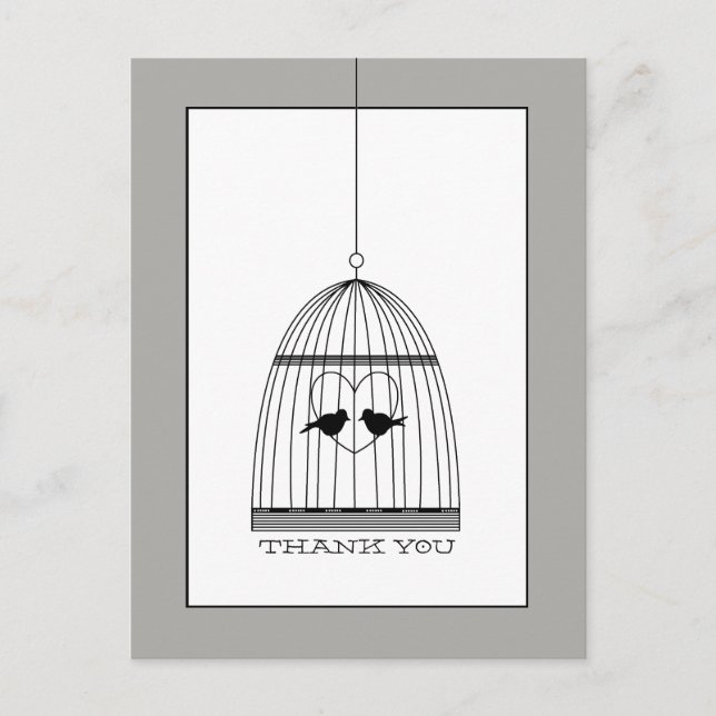 Vintag Heart Birdcage Wedding Vielen Dank Postkarte (Vorderseite)