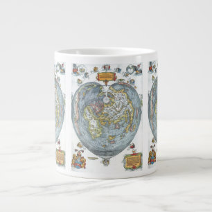 Vintag Heart Shaped Antique World Map Peter Apian Jumbo-Tasse