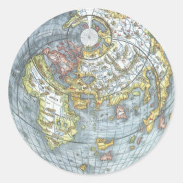 Vintag Heart Shaped Antique World Map Peter Apian Runder Aufkleber