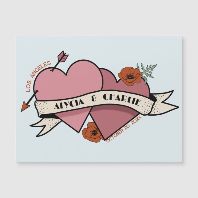 Vintag Hearts Magnet Hochzeit (Vorderseite)