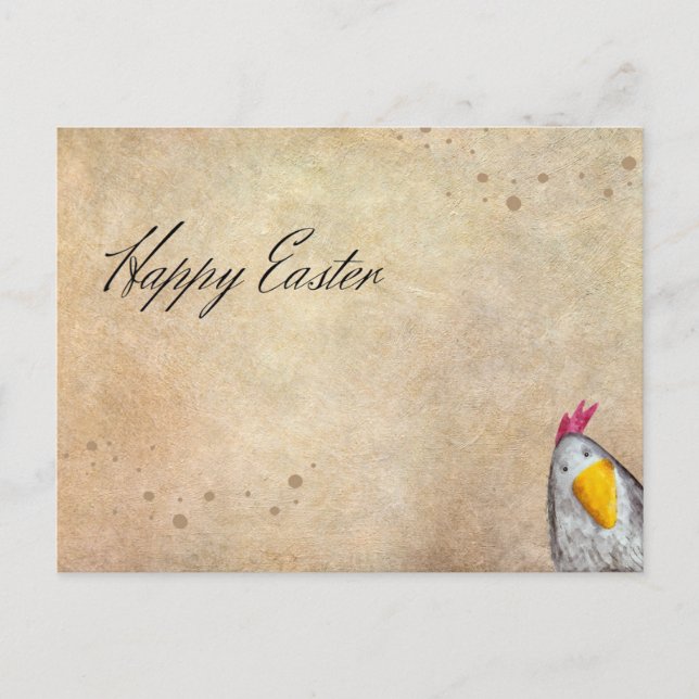 Vintag Hen Happy Easter Postkarte (Vorderseite)