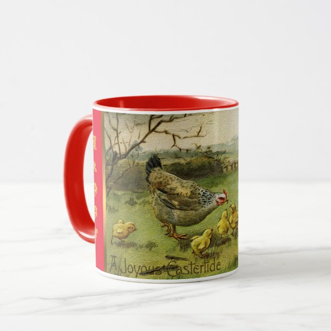 Vintag Hen Osterferien Tasse (Vorderseite Links)