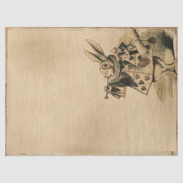 Vintag Herald White Rabbit Alice im Wunderland Seidenpapier (Vorderseite)