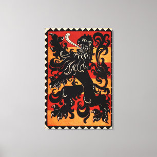 Vintag Heraldic Lion (Belgien) Leinwanddruck