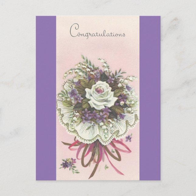 Vintag Herzlichen Glückwunsch Bouquet Postkarte (Vorderseite)