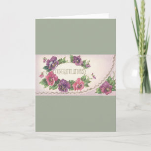 Vintag Herzlichen Glückwunsch Pansy Karte