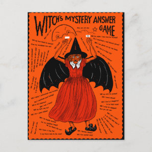 Vintag-Hexe-Mystery-Answer-Spiel Postkarte