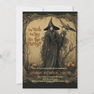 Vintag-Hexenmeister-Party Halloween Einladung